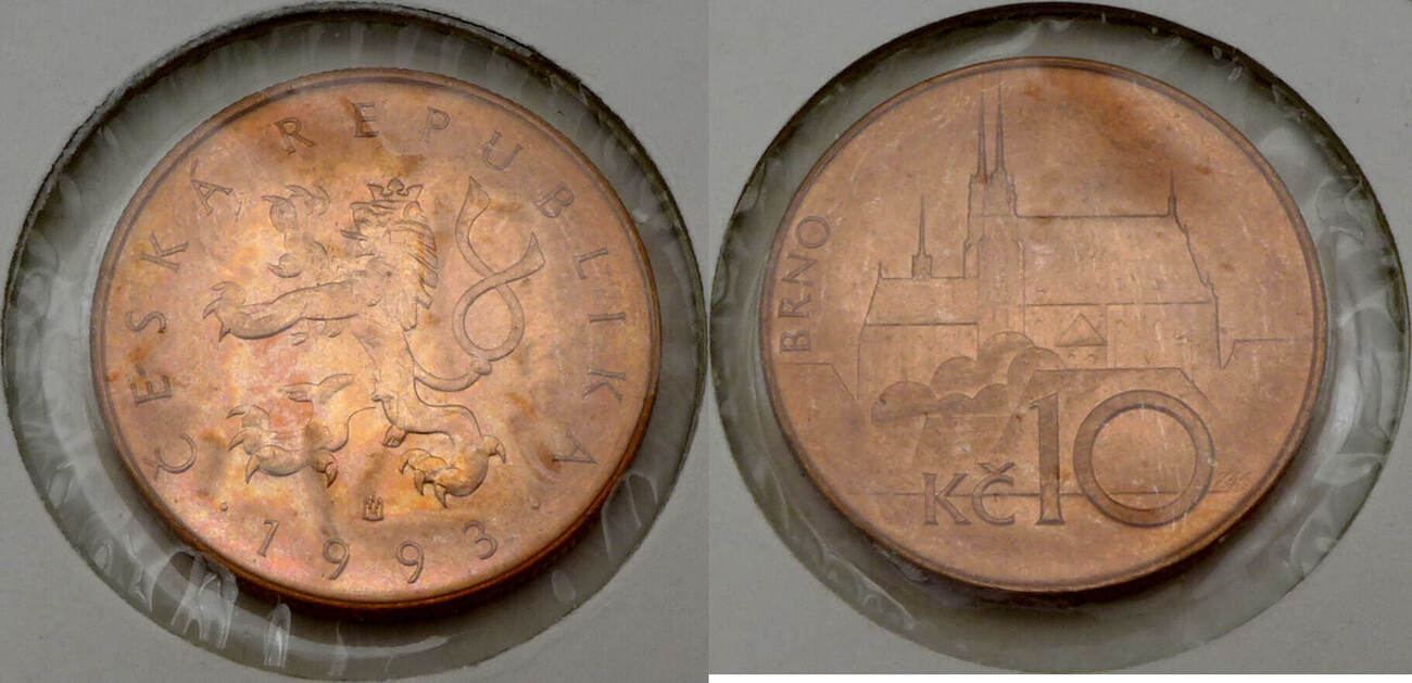 Tschechien/ Tschechische Republik 10 Kronen / 10 Korun (10 Kc) 1993 Zehn  Kronen / Korun BU | MA-Shops