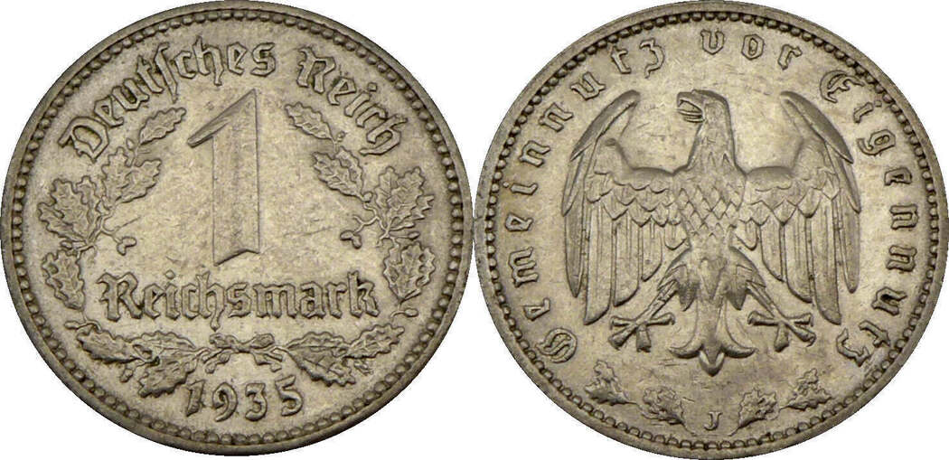 Deutschland / Drittes Reich 1 Reichsmark 1935 J Eine Reichsmark - J.354 ...