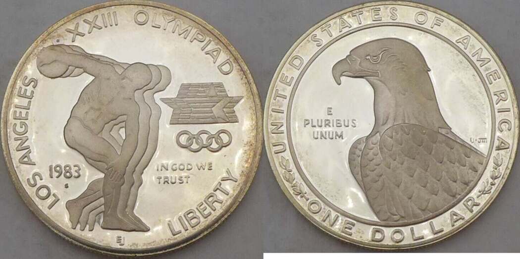 United States of America USA 1 Dollar 1983 S Olympic Silver