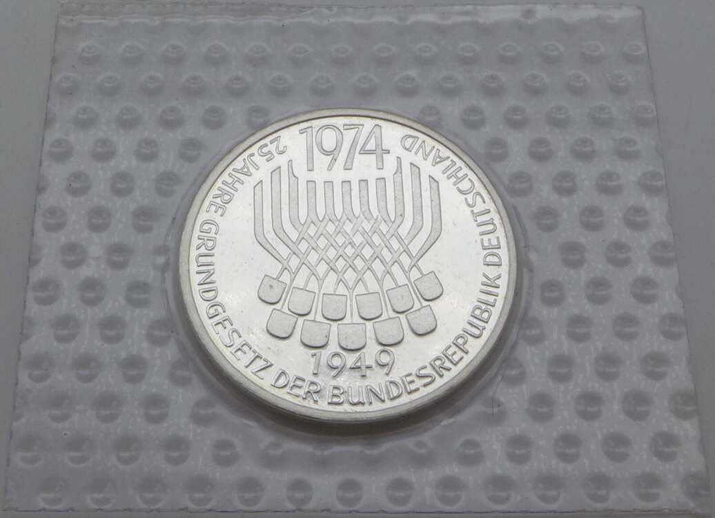 Bundesrepublik Deutschland / BRD 5 Deutsche Mark / 5 DM 1974 F 25 Jahre ...