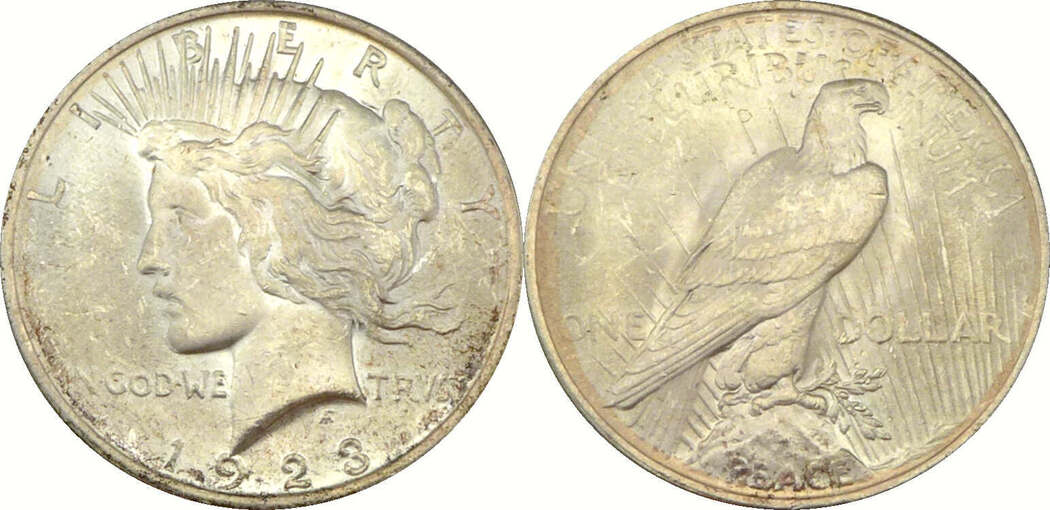 United States of America / USA 1 Dollar 1923 Peace Silver Dollar - One  Dollar aEF, sehr attraktives Stück!