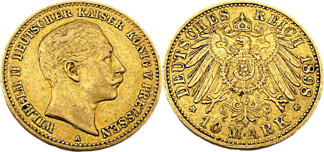 Goldmünze 10 Mark Wilhelm Ii Deutscher Kaiser König Von Preussen www.ma-shops.com