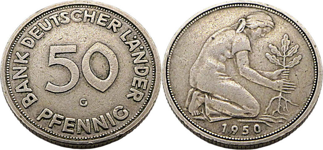 50 Pfennig 1950 J Bank Deutscher Länder Wert Bundesrepublik Deutschland / BRD Bank deutscher Länder 50 Pfennig 1950