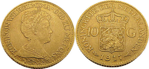 Niederlande 10 Gulden 1917 CH UNC
