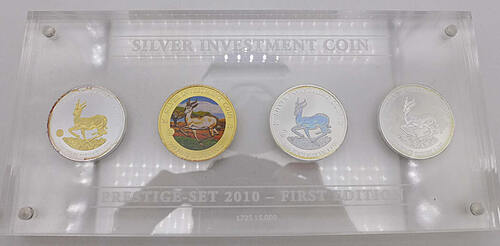 Malawi 50 Kwacha Silver Investment Coins - Prestige-Set 2010 - First Edition,4 Silberunzen BU, kolor