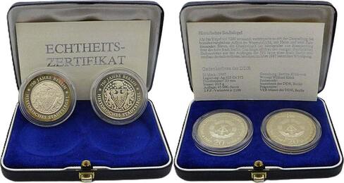 Deutsche Demokratische Republik / DDR 2x 20 Mark 1987 A 750 Jahre Berlin, Stadtsiegelpärchen, Inkl. 