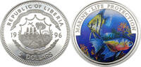 Liberia 5 Dollars Serie: Marine-Life Protection - Wappen der Republik, Meeresmotiv - 5$ -