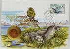 Süd Georgien / Sandwich Islands 2 Pence Abbildung einer Kegelrobbenfamilie - Numisbrief -