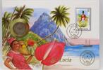 Saint Lucia 25 Cents Abbildung einer Blume - Gros Piton - Numisbrief -