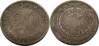 Kaiserreich Deutschland 20 Pfennig Standard Umlaufmünze, Deutscher Reichsadler mit kleinem Schild (2. Typ),J.14 -
