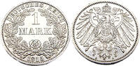 Kaiserreich 1 Mark 1 Reichsmark,J.17 -
