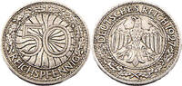 Weimarer Republik 50 Reichspfennig 50 Pfennig , J.324 1927 A -