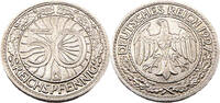 Weimarer Republik 50 Reichspfennig 50 Pfennig , J.324 1927 D -
