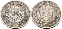 50 Reichspfennig 1930 E Weimarer Republik 50 Pfennig , J.324 1930 E ss/vzgl
