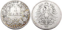 Kaiserreich 1 Mark 1 Reichsmark,J.9,1880 D -