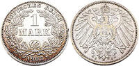 Kaiserreich 1 Mark 1 Reichsmark,J.17, 1907 J -
