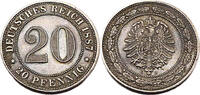 Kaiserreich 20 Pfennig 20 Pfennig J.6 1887 G -