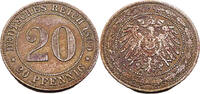 Kaiserreich 20 Pfennig 20 Pfennig, J.14, 1890 J -