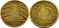 Weimarer Republik 10 Reichspfennig 10 Reichspfennig,J.317 -
