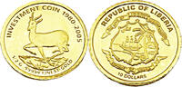 10 Dollar 2005 Liberia 25. Jubiläum des Krüferrandes Polierte Platte (PP)