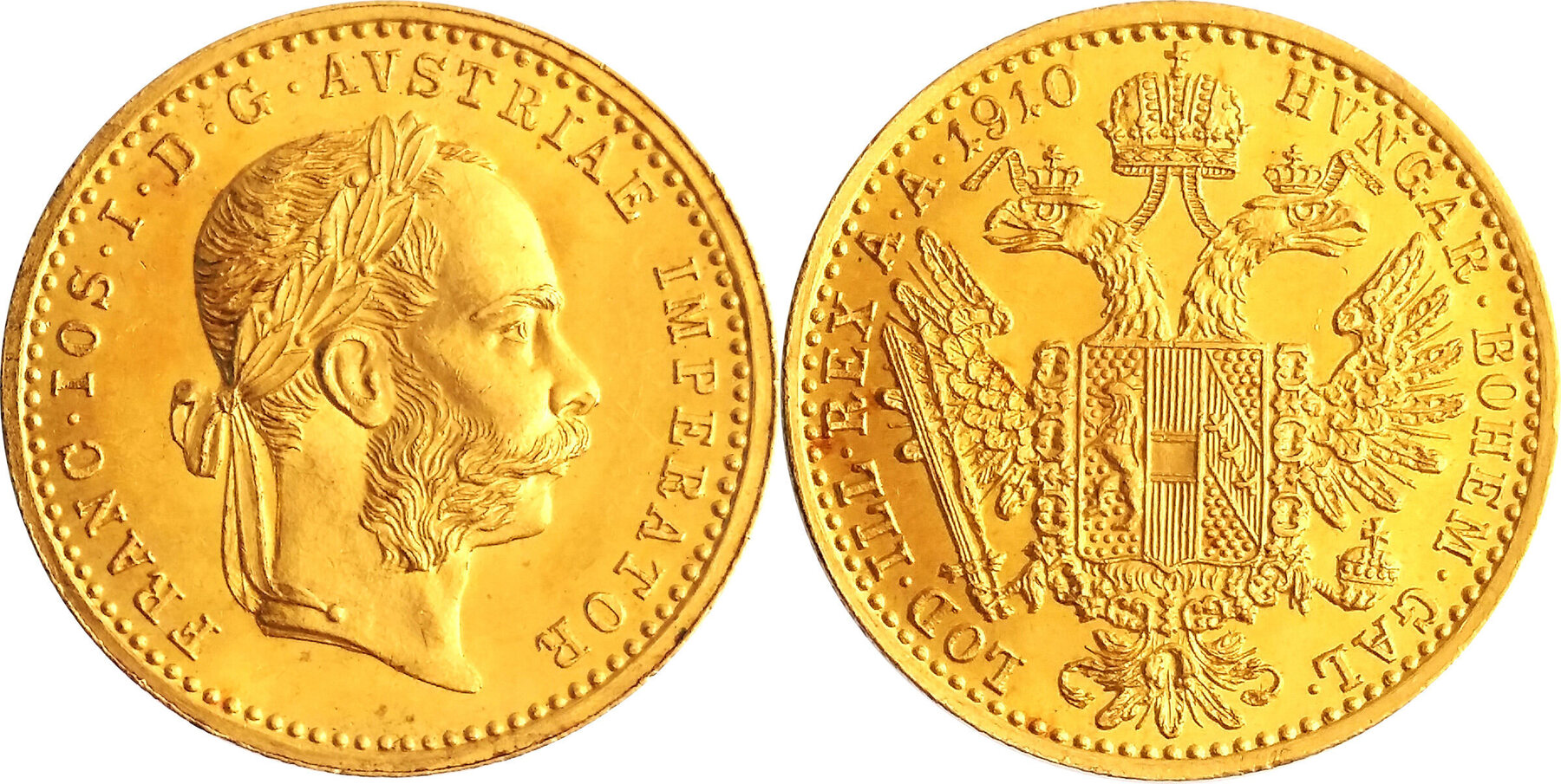 1910 Gold Ducat, Austria, Franz Joseph I, Very Scarce Uncirculated |  MA-Shops