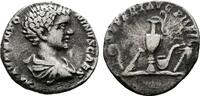 Roman Empire Caracalla, as Caesar. Nicely Vontrasting Silverish Details and Deep Toning. Denarius 196 AD Nice, very s