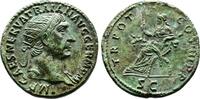 Roman Empire Trajan. Magnificent Example, Impressive Portrait. Lovely Light Green Patina. Dupondius 98-117 AD Fast Vz.