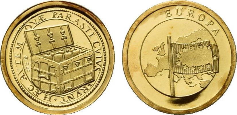 Europa Gold Medaille O J 1999 Einfuhrung Des Euro L Angelaufen Proof Ma Shops