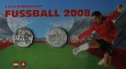 2x 5 Euro 2008, Österreich, Fußball-Europameisterschaft in Österreich und der Schweiz 2008, Folder, Handgehoben