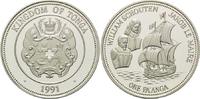 Tonga, 1 Pa´anga William Schouten, Jakob le Maire - Segelschiff,