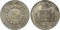 Brasilien, 1000 Reis Pedro II. 1831-1889, -