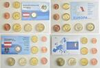 Kursmünzensatz Euro 2008-2011, Diverse Länder, Finnland, Malta, Österreich, 3 Stück, Plastik, f. st