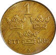 1 Öre Sweden Gustaf V Bronze 1938  Choice UNC KM# 777.2 (21 934)
