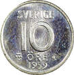 10 Öre Sweden Gustaf VI SILVER 1959  UNC KM# 823 (22 101)
