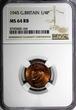 United Kingdom 1945 Farthing 1945 Great Britain George VI Bronze  NGC MS64 RB RED TONING KM# 843 (64)