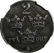 SWEDEN IRON 1948 2 Ore NGC MINT ERROR XF45 ROTATED DIES SCARCE KM# 811 (102)