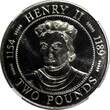 2 Pounds GUERNSEY Henry II 1991  CROWN Mint-1200 NGC MS68 TOP GRADED KM# 54 (44)