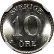 SWEDEN Gustaf V Silver 1941 G 10 Ore NGC MS65 WWII ISSUE 1 GRADED HIGHER KM# 780