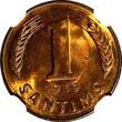 1 Santims LATVIA Bronze 1939  NGC MS64 RB Nice Red Toning BU KM# 10 (111)