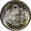 PERU Silver 1875 YJ 1 Dinero PCGS MS63 NICE COIN KM# 190 (992)