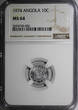 10 Centavos ANGOLA PORTUGUESE Aluminum 1974  NGC MS64 KM# 82 (6)