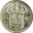 10 Öre SWEDEN Gustaf V Silver 1942 G  Last Year GEM BU KM# 780 (21 917) Uncertified
