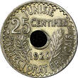 25 Centimes Tunisia Muhammad V AH1338 1920 A  Paris Mint UNC KM# 244 (21 475)