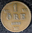 1 Öre Sweden Oscar II Bronze 1882  Large letters KM# 750 (23 163) Uncertified