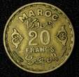 20 Francs Morocco Mohammed V Aluminum-Bronze 1371 (1952)  Y# 50 (27 625) Uncertified