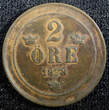 Sweden Oscar II Copper 1878 2 Ore KM# 746  (23 138) Uncertified