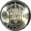 SWEDEN Gustaf V Silver 1914 W 25 Ore NGC MS65 GEM BU KM# 785 (009)