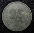 25 Cents Netherlands Wilhelmina I Zinc 1943  WWII Issue BETTER DATE KM# 174 (478) Uncertified