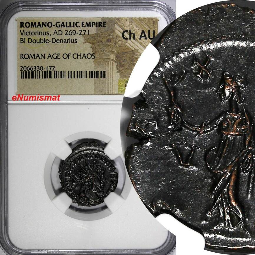 Denarius Romano-Gallic Bi Double Victorinus AD 269-271 Goddess Peace