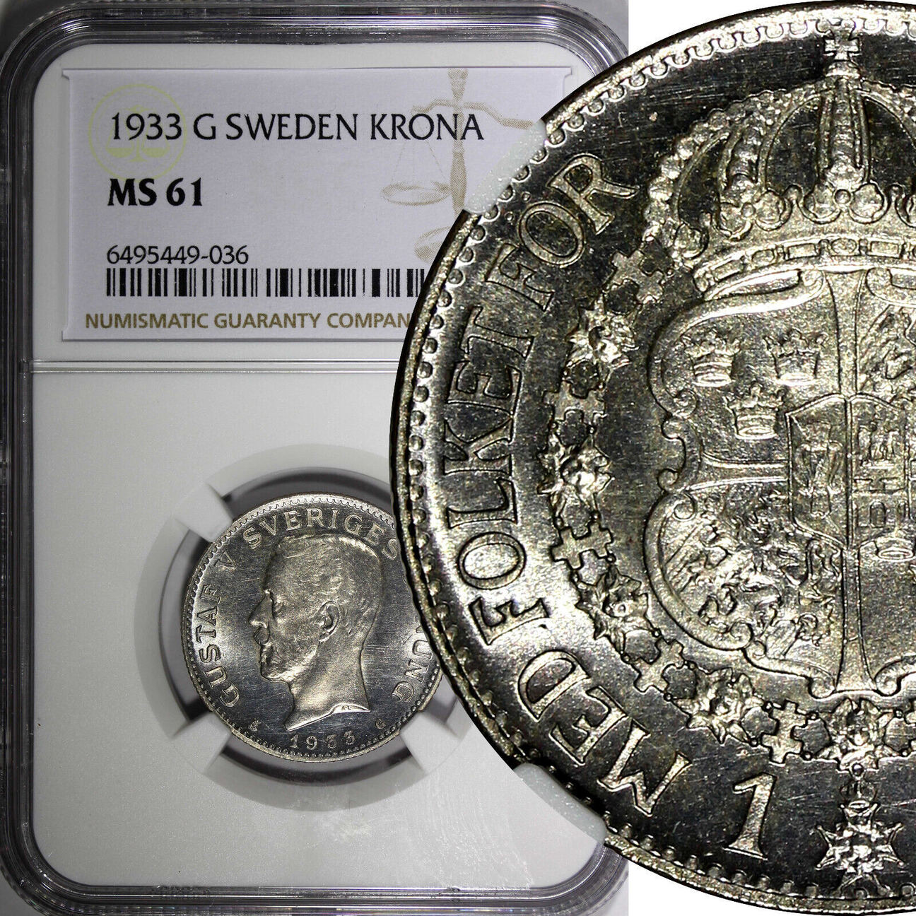 1 Krona Sweden Gustaf V Silver 1933 G Ngc Ms61 Proof Like Flashy Km 786 2 036 Ma Shops